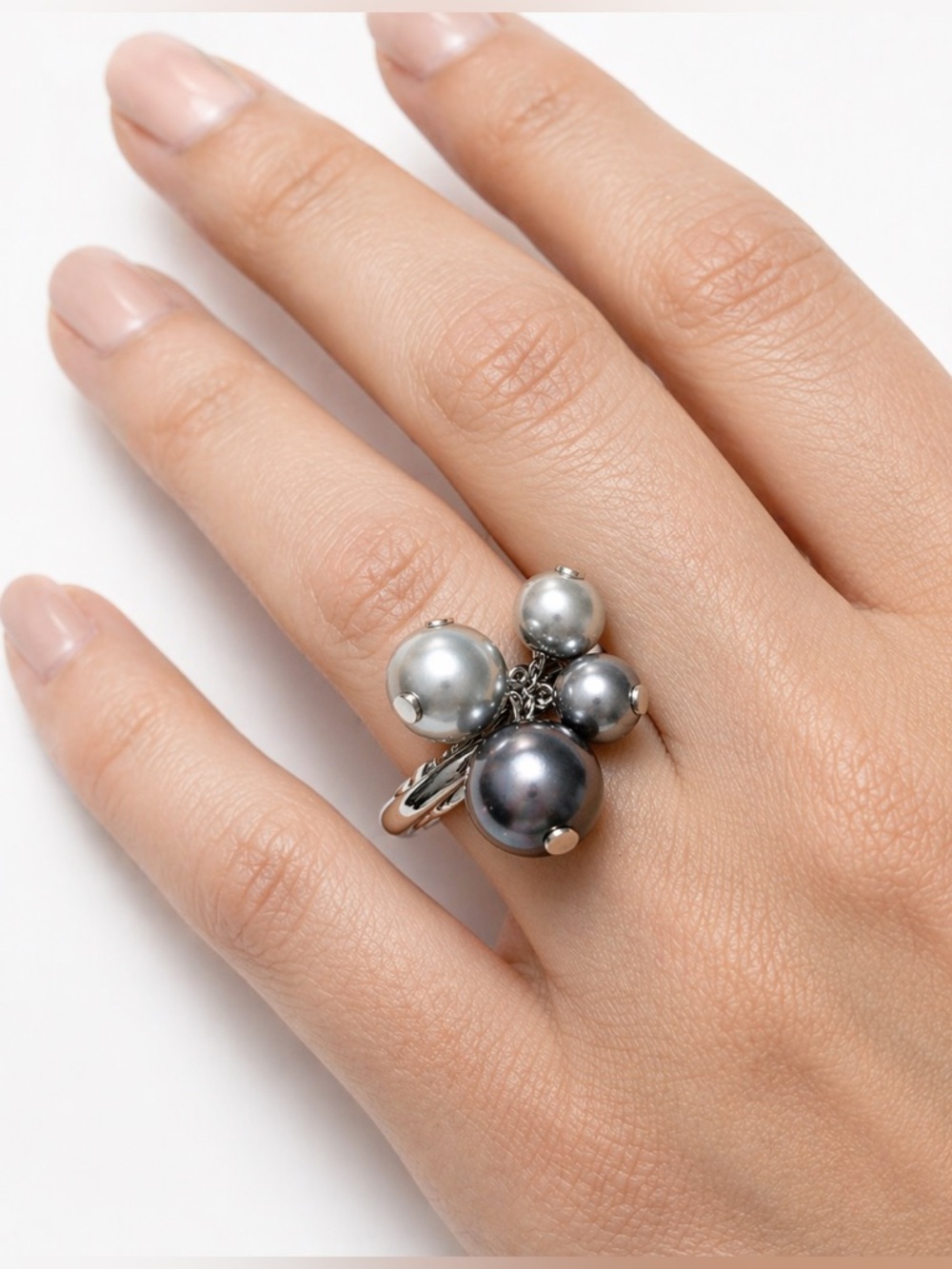 2/$20 Silver bauble stretch ring